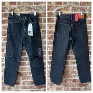 New NWT LEVIS wedgie fit selvedge denim short ankle 26 x approx 27 washed black
